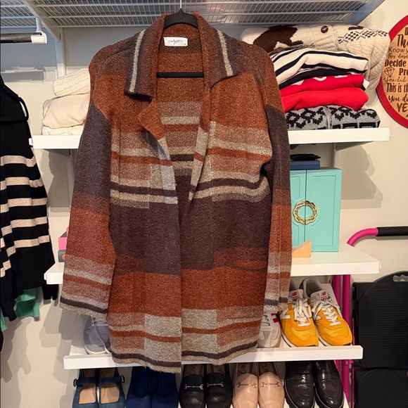 Carly Jean Los Angeles Sweaters - Carly Jean Los Angeles Warm Brown Knit Cardigan